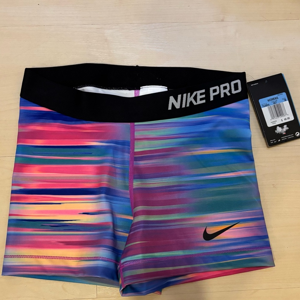 NWT Nike Pro Dri-Fit Multicolor Striped Shorts